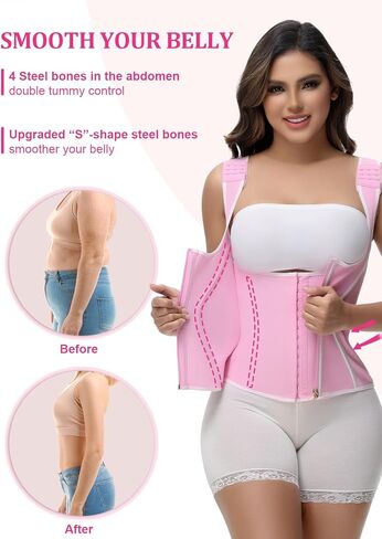 SHAPSHE Waist Trainer High Compression Cincher for Women Tummy Control Sport Workout Hourglass Body Shaper Vest with Straps in Kuwait