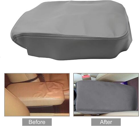 Vehicle Center Console Cover, Leather Armrest Cover Cushion, Armrest Cover Skin, Replacement for Dodge RAM 1500 2500 3500 2002 2003 2004 2005 2006 2007 2008 (Gray) in Saudi Arabia