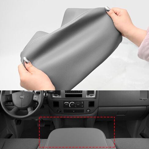 Vehicle Center Console Cover, Leather Armrest Cover Cushion, Armrest Cover Skin, Replacement for Dodge RAM 1500 2500 3500 2002 2003 2004 2005 2006 2007 2008 (Gray) in Saudi Arabia
