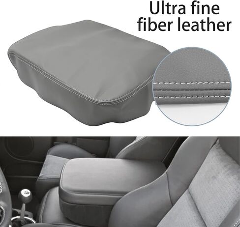 Vehicle Center Console Cover, Leather Armrest Cover Cushion, Armrest Cover Skin, Replacement for Dodge RAM 1500 2500 3500 2002 2003 2004 2005 2006 2007 2008 (Gray) in Saudi Arabia
