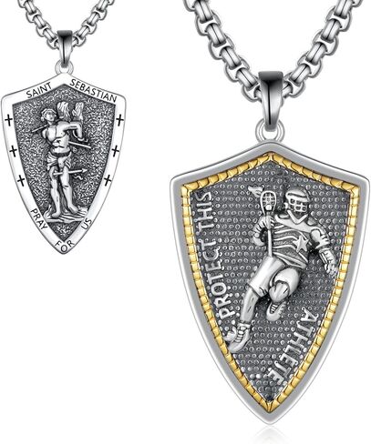 925 Sterling Silver Patron Saint of Athletes Pendant Necklace Religious Amulets Jewelry Gifts for Men in Saudi Arabia