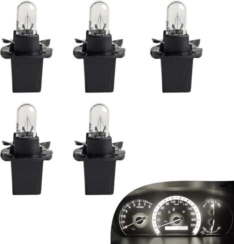 5 PCS T5 12V 1.2W Dashboard Light Bulbs, B8.5d/BAX10d Miniature Light Bulb, Instrument Light for Car Internal with Twist Socket, Universal Car Lighting Bulb (White #D1001) in Saudi Arabia