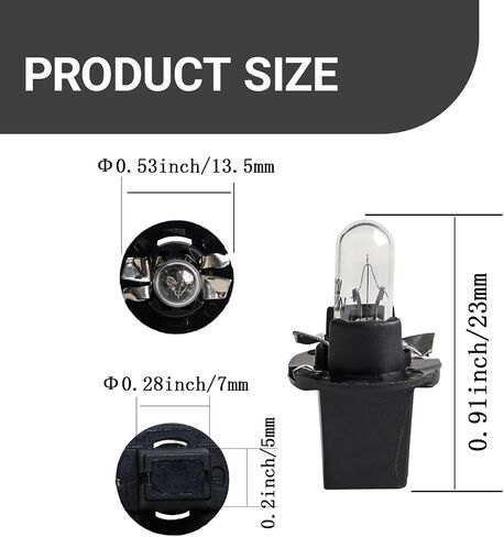 5 PCS T5 12V 1.2W Dashboard Light Bulbs, B8.5d/BAX10d Miniature Light Bulb, Instrument Light for Car Internal with Twist Socket, Universal Car Lighting Bulb (White #D1001) in Saudi Arabia