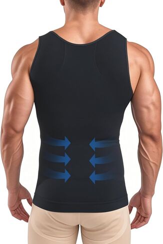 Compression Shirt for Men Slimming Undershirt Body Shaper Tank top for gynomastica Sleeveless Shapewear Vest Men Black in Saudi Arabia