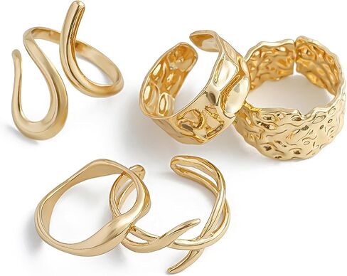 Chunky Gold Dome Ring for Women Vintage Geometric Smooth Lava Line Statement Ring Set in Saudi Arabia