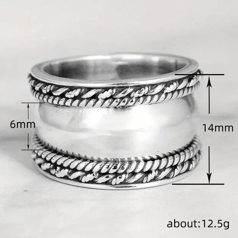 Chunky Dome Rings for Women Dainty S925 Sterling Silver Tone Cute Puffy Dome Croissant Thumb Band Twisted Stacking Bands Ring Retro Personality Smooth Twist Ring Size 10 in Saudi Arabia