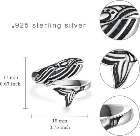 Whale/Dolphin/Manta Ray/Shark/Turtle Ring 925 Sterling Silver Ocean Rings for Women Ocean Jewelry Gifts for Women in Kuwait