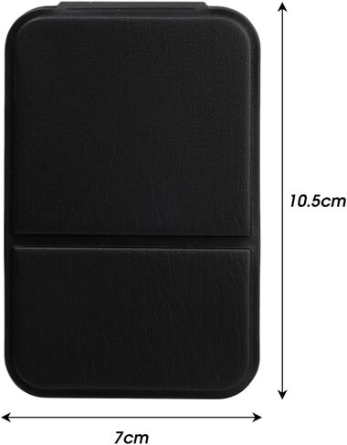 Portable Handheld Personal Makeup Mirror Foldable Solid Color PU Leather Simple Mini Compact Cute Pocket Mirror,Black (7 * 10.5cm) in Saudi Arabia