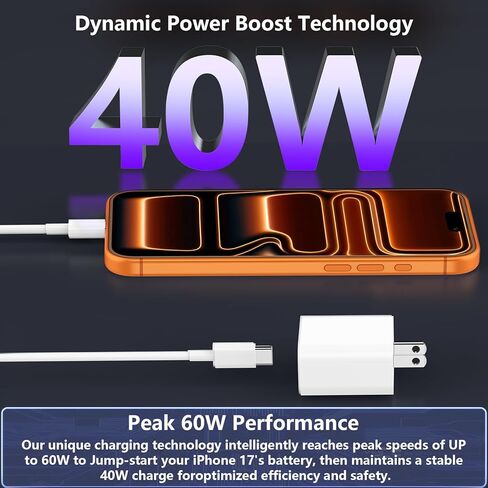 iPhone 16 15 Charger Fast Charging Type C Charger 20W USB C Charger Block iPhone 16 Charger with Woven 6FT USB-C Cable 60W for iPhone 16/16 Plus/16 Pro/16 Pro Max/iPhone 15/15 Pro Max/iPad Pro/AirPods in Kuwait