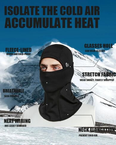 Ski Mask Windproof Thermal Balaclava for Men Women Winter Face Mask for Running Cycling Hiking in Saudi Arabia