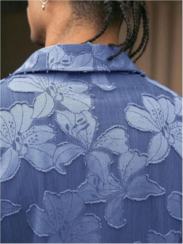 Men's Floral Button Down Crop Shirt Half Sleeve Collared Cropped Top Streetwear 70s Hippie Shirts in Kuwait