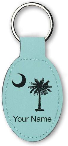 LaserGram Oval Keychain, Flag of South Carolina, Personalized Engraving Included (Pink) in Saudi Arabia