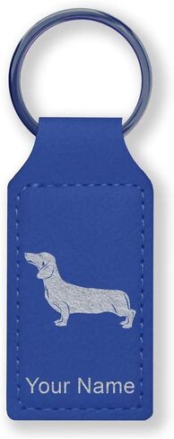 LaserGram Rectangle Keychain, Dachshund Dog, Personalized Engraving Included in Saudi Arabia