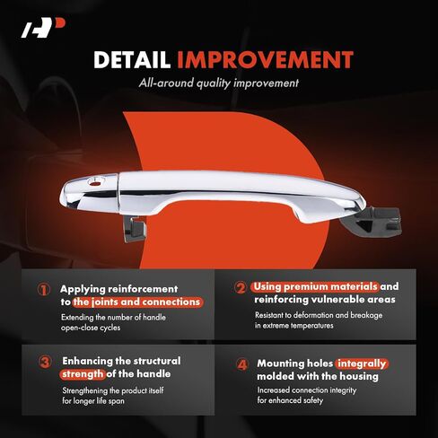 A-Premium Front Left Driver Side Exterior Door Handle with Keyhole Compatible with Honda CR-V CRV 2012-2016, Civic 2012-2015, Without Passive Entry, Chrome, Replace# 72141TR0A11CHR-FL, 72181TR0A11CHR in Saudi Arabia
