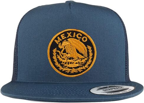Trendy Apparel Shop Oversize XXL Circular Mexico Patch 5 Panel Flatbill Trucker Cap in Saudi Arabia