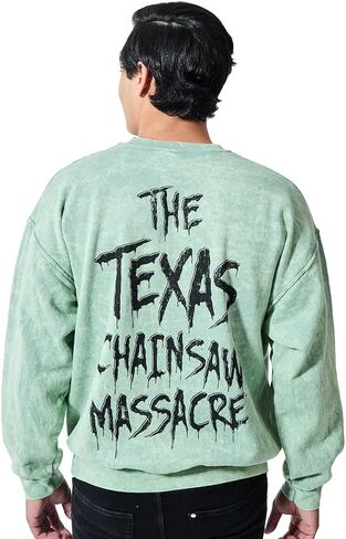 Bioworld Texas Chainsaw Massacre الذي سينجو من ملصق كبير الحجم للكبار للجنسين، سترة معدنية مغسولة برقبة دائرية وأكمام طويلة in Saudi Arabia