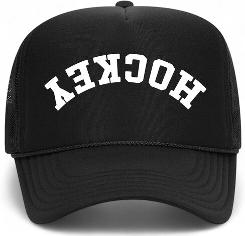 Hockey Upside Down Reversed Vintage Trucker Hat | Premium Adjustable Snapback Baseball Hat for Men & Women in Saudi Arabia