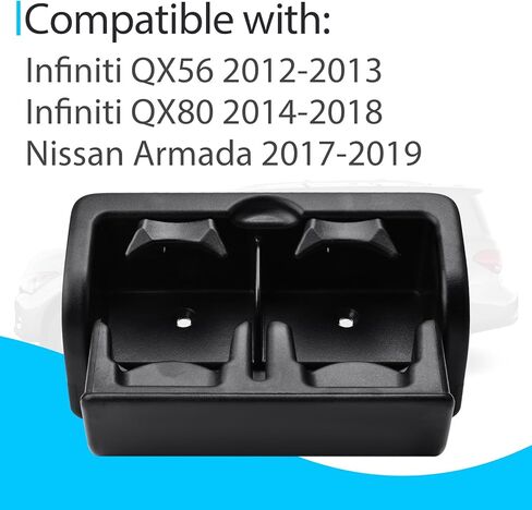 Rear Seat Console Cup Holder Assembly Compatible with Nissan Armada 2017-2019 Infiniti QX56 2012-2013 QX80 2014-2018 Replace 88741-1LK3D in Saudi Arabia