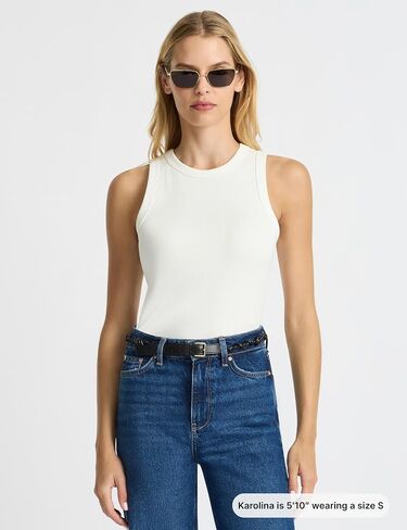 قميص بدون أكمام للسيدات Good Earth Cotton® - قطن أسترالي، رقبة عالية، مقاس جذاب، طبقات أساسية in Kuwait