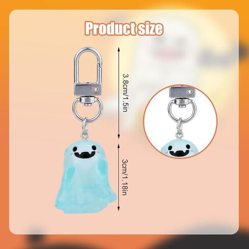 6pcs Halloween Keychain Gifts, Cool Glow in The Dark Ghost Keyring Spooky Horror Key Chains Purse Charm Stuff Halloween Christmas Boo Basket Stuffers for Women Teen Girls in Saudi Arabia