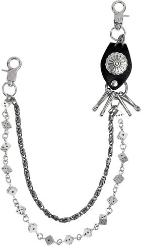 Dice Pants Chain for Men & Women, Punk Gothic Wallet Chain with Metal Dice Charm Heavy Duty Jean & Belt Goth Accessory for Biker Hip-Hop Streetwear Fashion Decoration in Saudi Arabia