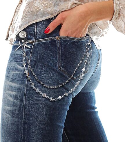 Dice Pants Chain for Men & Women, Punk Gothic Wallet Chain with Metal Dice Charm Heavy Duty Jean & Belt Goth Accessory for Biker Hip-Hop Streetwear Fashion Decoration in Saudi Arabia