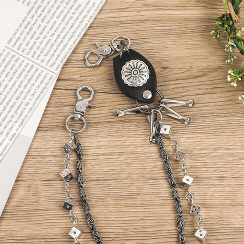 Dice Pants Chain for Men & Women, Punk Gothic Wallet Chain with Metal Dice Charm Heavy Duty Jean & Belt Goth Accessory for Biker Hip-Hop Streetwear Fashion Decoration in Saudi Arabia