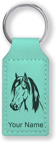 LaserGram Rectangle Keychain, Horse Head 1, Personalized Engraving Included in Saudi Arabia
