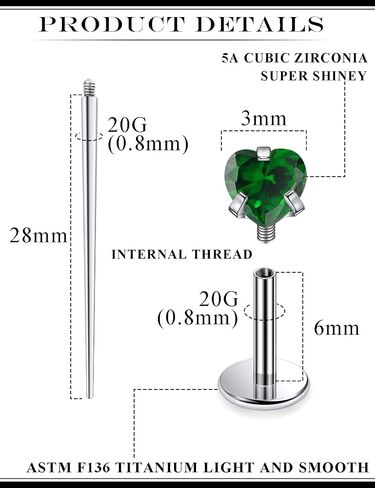 20G 18G 16G Astm F136 التيتانيوم موضوع داخلي أقراط مسطحة الظهر الأنف ترصيع الزنمة الحلزون الحلزون الغضروف الفص أقراط ميدوسا Labret ثعبان لدغة مونرو الشفاه الدائري ثقب المجوهرات للنساء الرجال in Kuwait