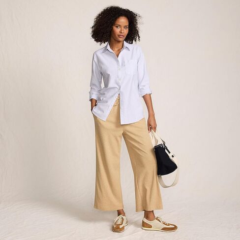 Lands' End Women's Sport Knit Pull On Drawstring Wide Leg Crop Pants in Saudi Arabia