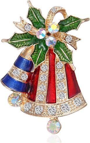 بروش عيد الميلاد للنساء كريستال سانتا قبعة عكاز بروش دبابيس حجر الراين عيد الميلاد جرس بروش عيد الميلاد السنة الجديدة ملابس تنكرية للحفلات مجوهرات in Kuwait