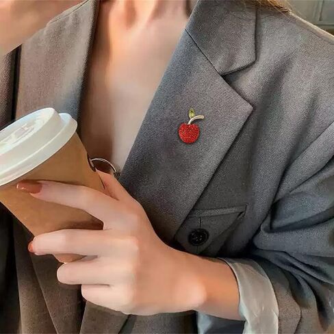 Rhinestone Red Apple Brooch for Women Girls Fashion Austria Crystal Fruit Brooches Lapel Pins Cute Backpacks Badge Elegant Dress Accessories Wedding Festival Jewelry Teacher Student School Graduation in Saudi Arabia