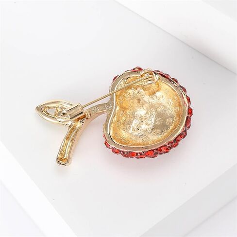 Rhinestone Red Apple Brooch for Women Girls Fashion Austria Crystal Fruit Brooches Lapel Pins Cute Backpacks Badge Elegant Dress Accessories Wedding Festival Jewelry Teacher Student School Graduation in Saudi Arabia