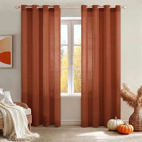 MIULEE 2 Panels Natural Linen Sheer Window Curtains Elegant Solid White Drapes Grommet Top Window Voile Panels Linen Textured Panels for Bedroom Living Room (52X90 Inch) in Saudi Arabia