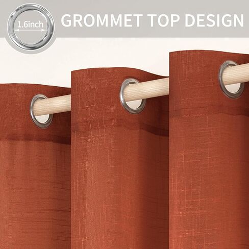 MIULEE 2 Panels Natural Linen Sheer Window Curtains Elegant Solid White Drapes Grommet Top Window Voile Panels Linen Textured Panels for Bedroom Living Room (52X90 Inch) in Saudi Arabia