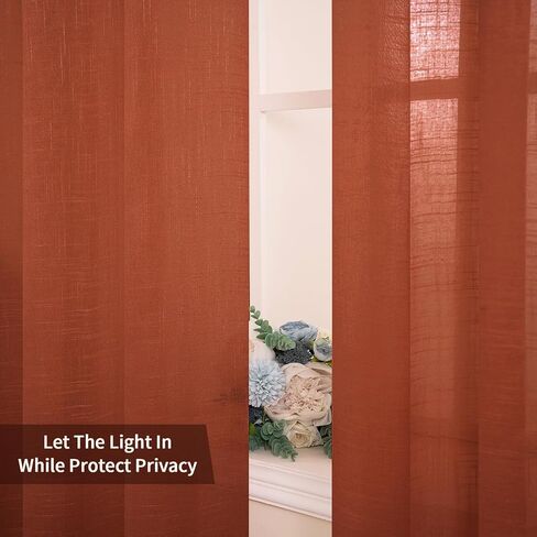 MIULEE 2 Panels Natural Linen Sheer Window Curtains Elegant Solid White Drapes Grommet Top Window Voile Panels Linen Textured Panels for Bedroom Living Room (52X90 Inch) in Saudi Arabia