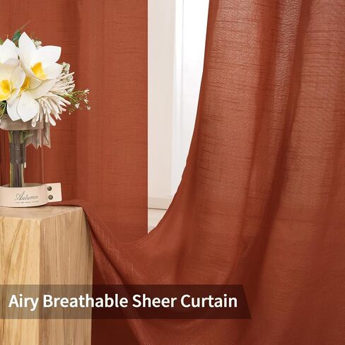 MIULEE 2 Panels Natural Linen Sheer Window Curtains Elegant Solid White Drapes Grommet Top Window Voile Panels Linen Textured Panels for Bedroom Living Room (52X90 Inch) in Saudi Arabia