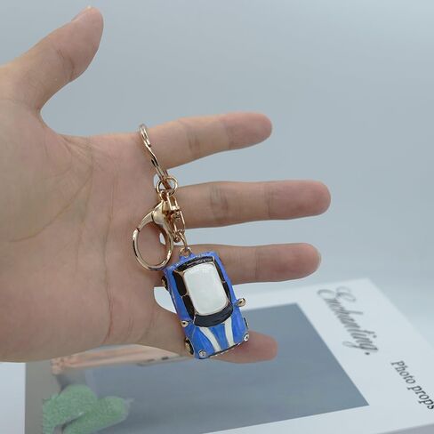 Mini Car Model Keychain Bag Charms Metal Cute Rhinestone 3D Car Accessories Key Chain Ring Gifts for Men Women in Kuwait