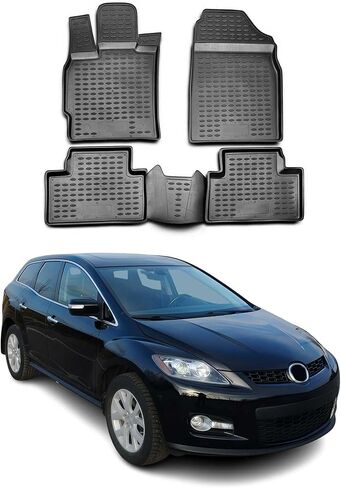 OMAC Floor Mats for Mazda CX-9 2016-2023 Car Mats All Weather 3D Custom Fit Rubber Mat Waterproof Odorless TPE Floor Liners Laser Measured Non-Slip (Black) in Kuwait