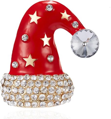 Christmas Brooch for Women Crystal Santa Hat Crutch Brooch Pins Rhinestone Christmas Bell Brooch Christmas New Year Party Costumes Jewelry in Saudi Arabia