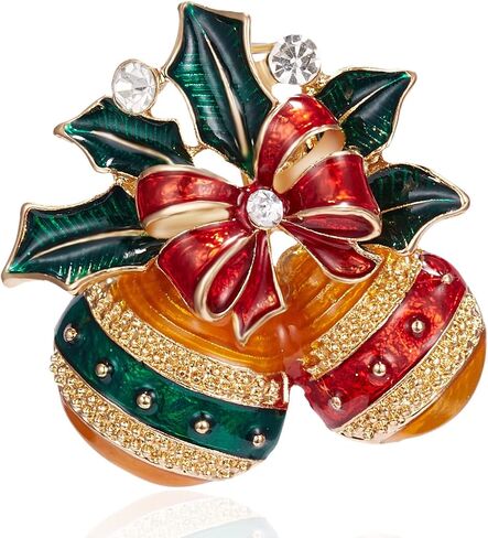 Christmas Brooch for Women Crystal Santa Hat Crutch Brooch Pins Rhinestone Christmas Bell Brooch Christmas New Year Party Costumes Jewelry in Saudi Arabia