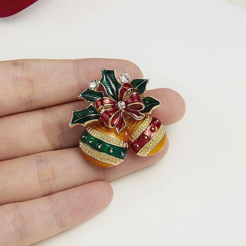 Christmas Brooch for Women Crystal Santa Hat Crutch Brooch Pins Rhinestone Christmas Bell Brooch Christmas New Year Party Costumes Jewelry in Saudi Arabia