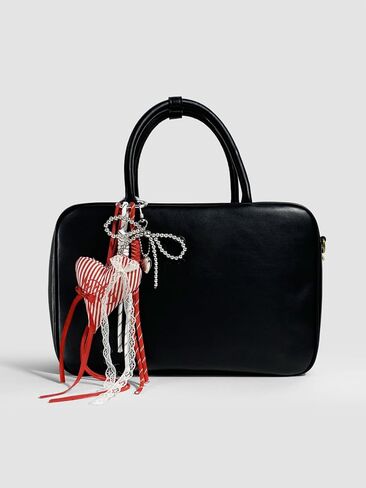 Plush Heart with Lace Bag Charms, Luxury Striped Bowknot Keychain,Backpack Purse Pendant Accessories Gifts Keyrings in Saudi Arabia