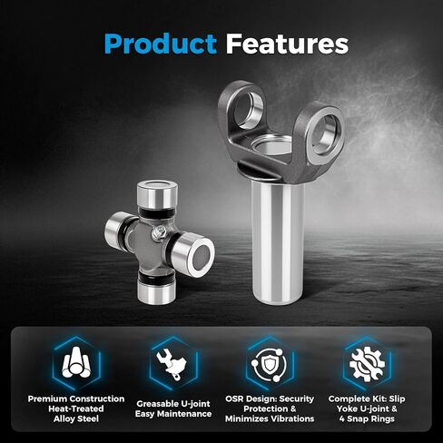 2-3-6081X Transmission Slip Yoke with 5-153X U-Joint Kit Compatible with G M TH350, 700R4, 4L60, Sagi naw, Mun cie, Bor g War ner T-Ser ies & Je ep 4WD, RWD Models Replaces 5-153X, 236081X in Saudi Arabia