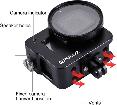 PULUZ for GoPro HERO8 Black CNC Aluminum Alloy Housing Shell Case Protective Cage with Insurance Frame & 52mm UV Lens for GoPro HERO8 Black in Saudi Arabia