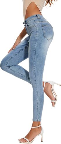 Women's Casual Jeans Pencil Leg Pants High Stretch Mid Rise Jeans in Saudi Arabia