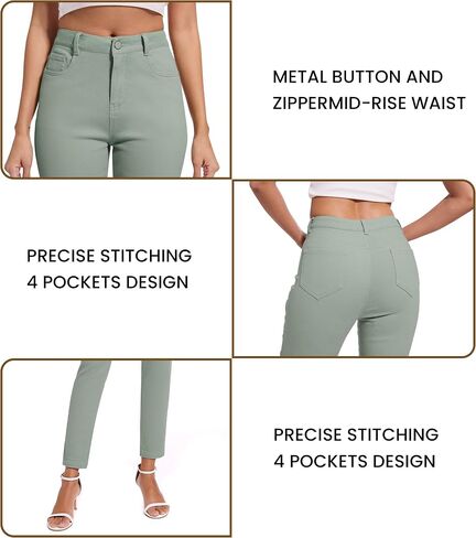 Women's Casual Jeans Pencil Leg Pants High Stretch Mid Rise Jeans in Saudi Arabia
