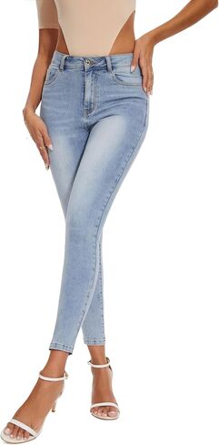 Women's Casual Jeans Pencil Leg Pants High Stretch Mid Rise Jeans in Saudi Arabia