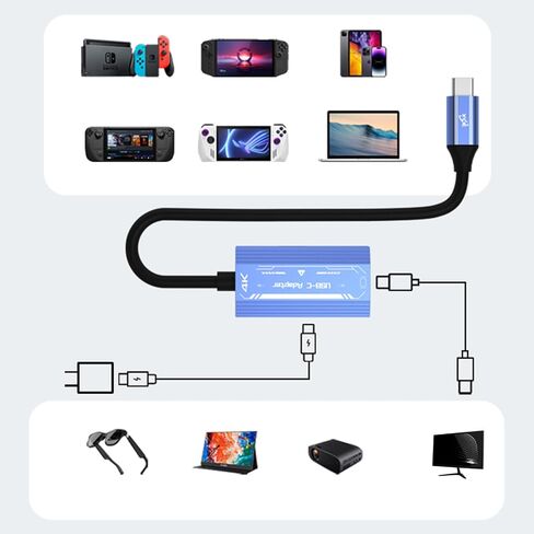 hdmi to USB c Cable Adapter with PD100W,4K60Hz USB-C Thunderbolt 3 Adapter for New MacBook Pro,Mac,Surface,Xreal Air,Rokid,VITURE,RayNeo AR/VR Smart Glasses Adapter in Saudi Arabia