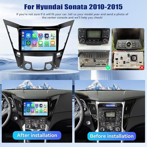 UNITOPSCI 2G+32G Android 13 Car Stereo for Hyundai Sonata 2010-2015 Wireless Apple CarPlay Android Auto 9 Inch HD Touch Screen GPS Navigation Bluetooth Mirror Link WiFi FM WiFi SWC+ Bakup Camera Mic in Saudi Arabia